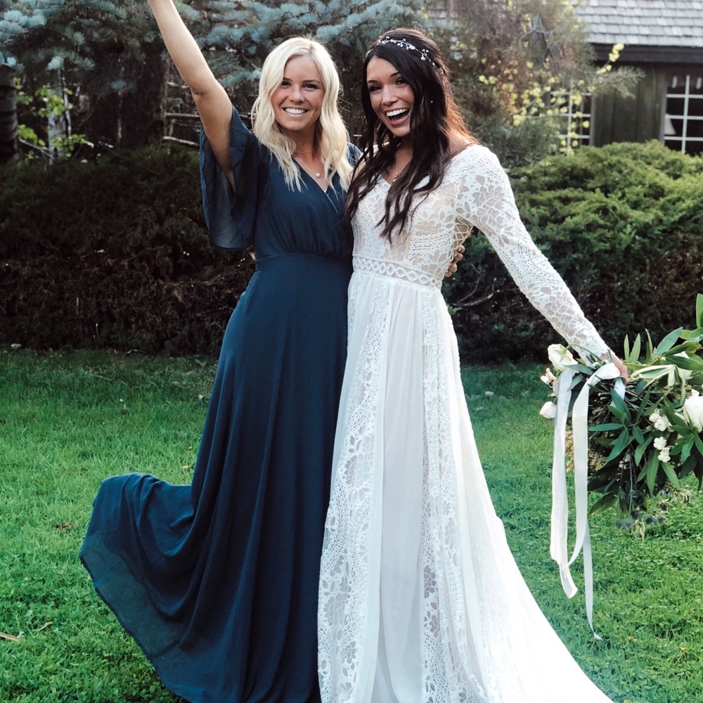 Navy Blue Flowy Bridesmaid/Prom Dress